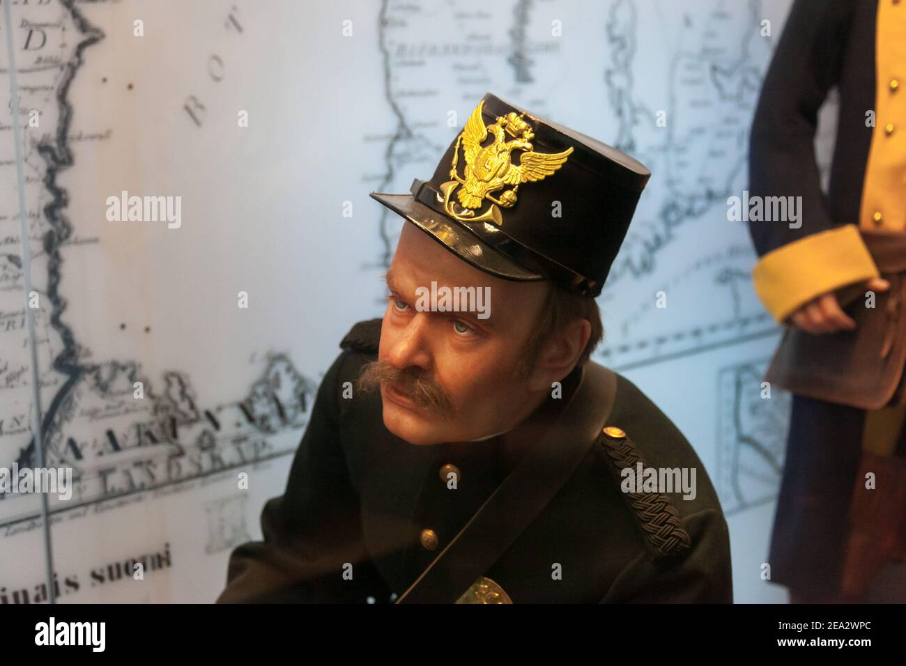 HELSINKI, FINLAND - NOVEMBER 27 2011: Wax figure of a postman in the early 20th century is in the Post Museum Stock Photo