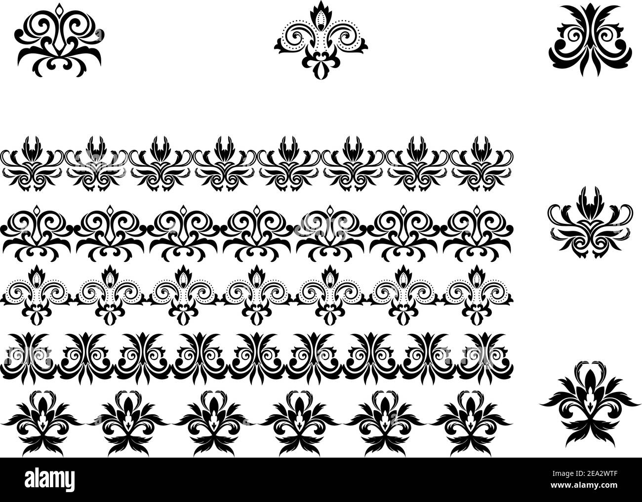 Flower patterns and borders for design and ornate Stock Vector