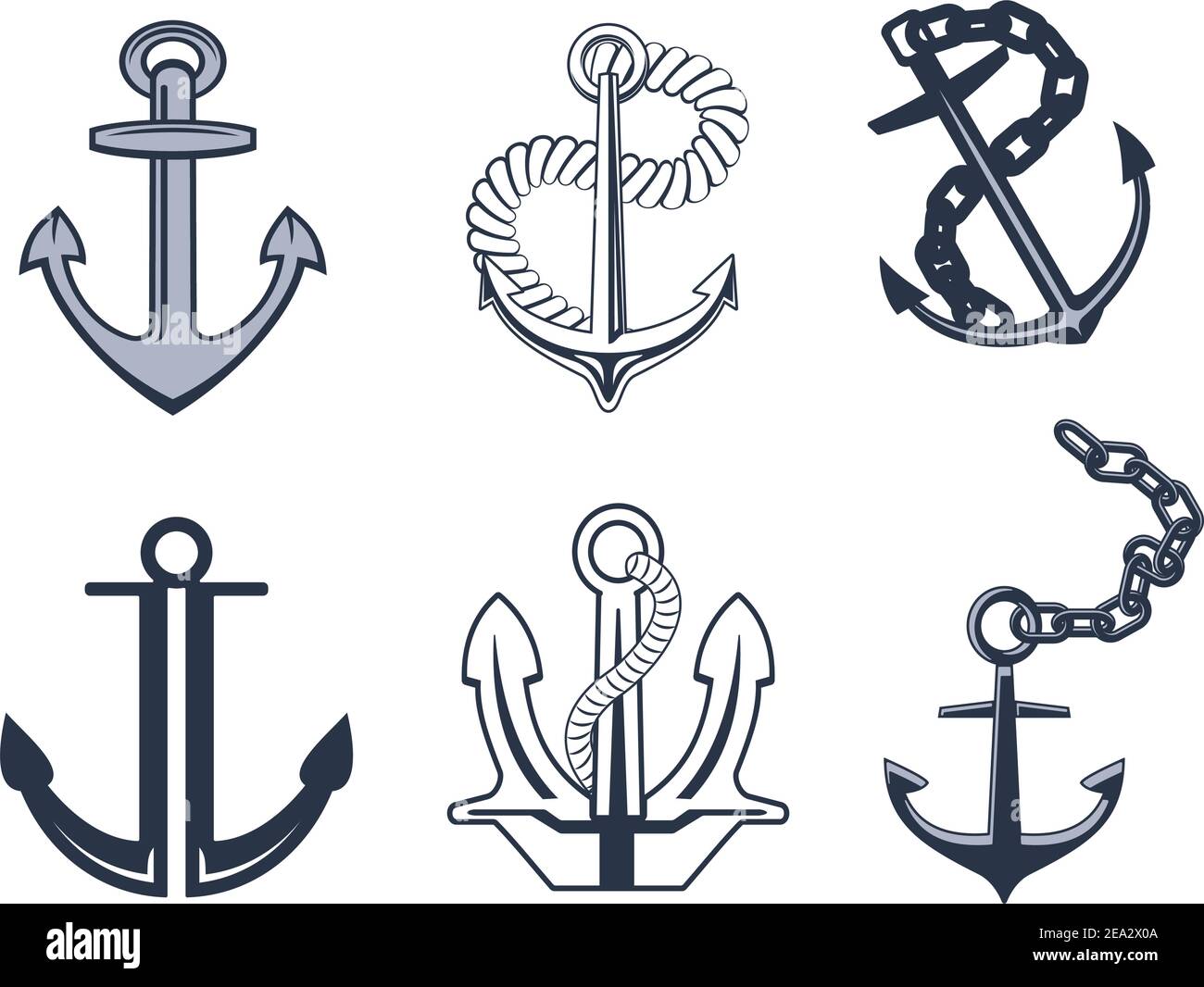 Set of anchorl symbols for design isolated on white background Stock ...