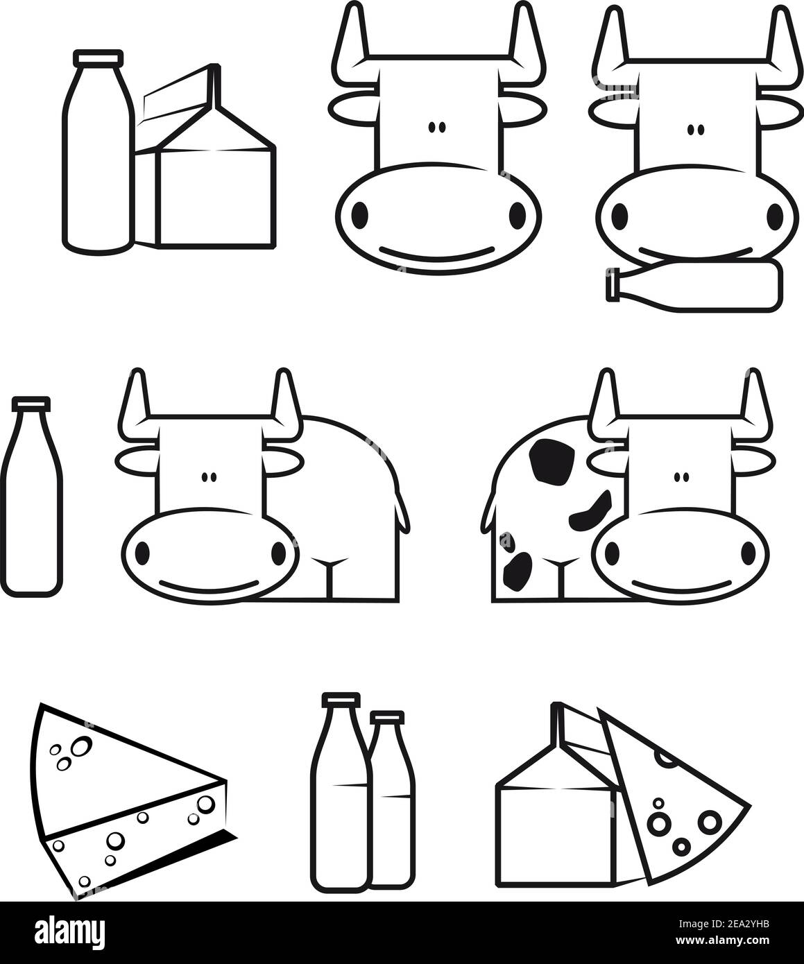Set of cow and dairy food for design Stock Vector Image & Art - Alamy