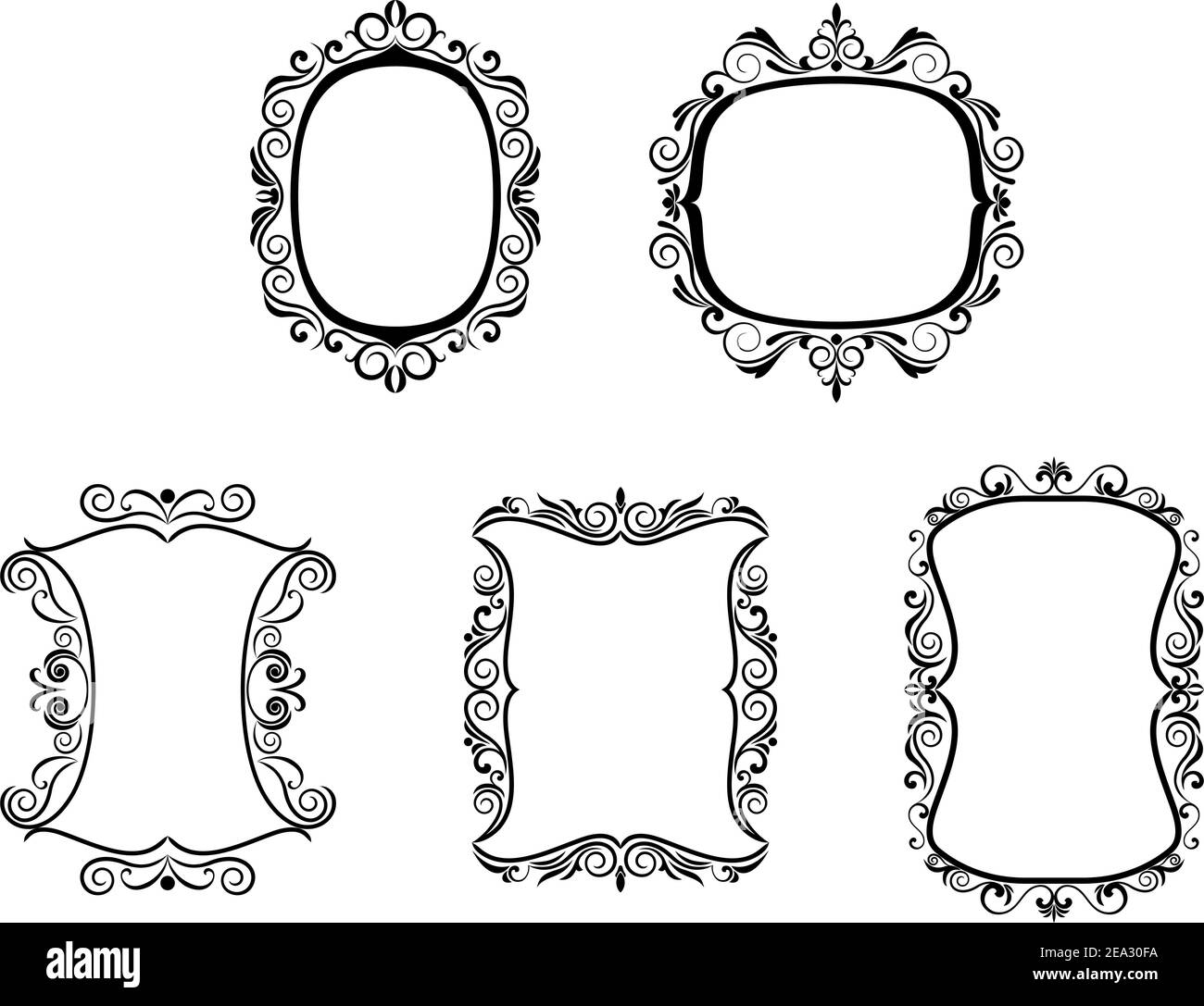 Set of vintage frames in victorian style for design Stock Vector Image