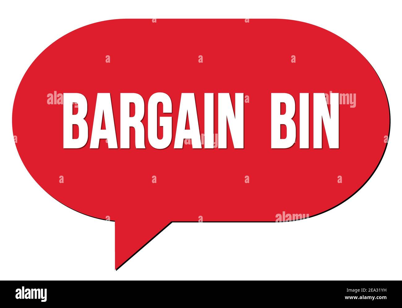 BARGAIN  BIN text written in a red speech bubble stamp Stock Photo