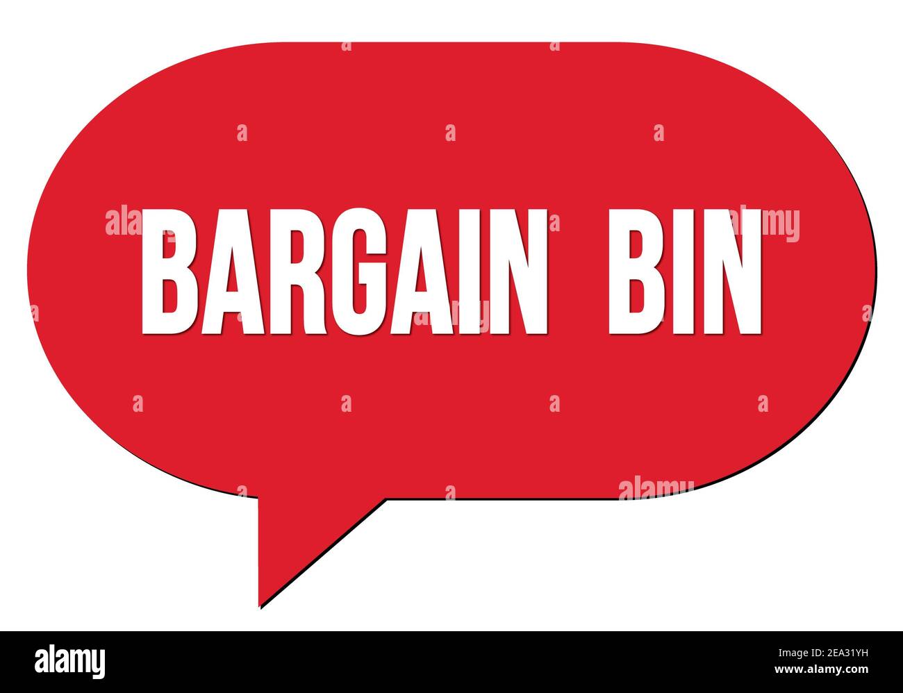 BARGAIN BIN text written in a red speech bubble stamp Stock Photo Alamy