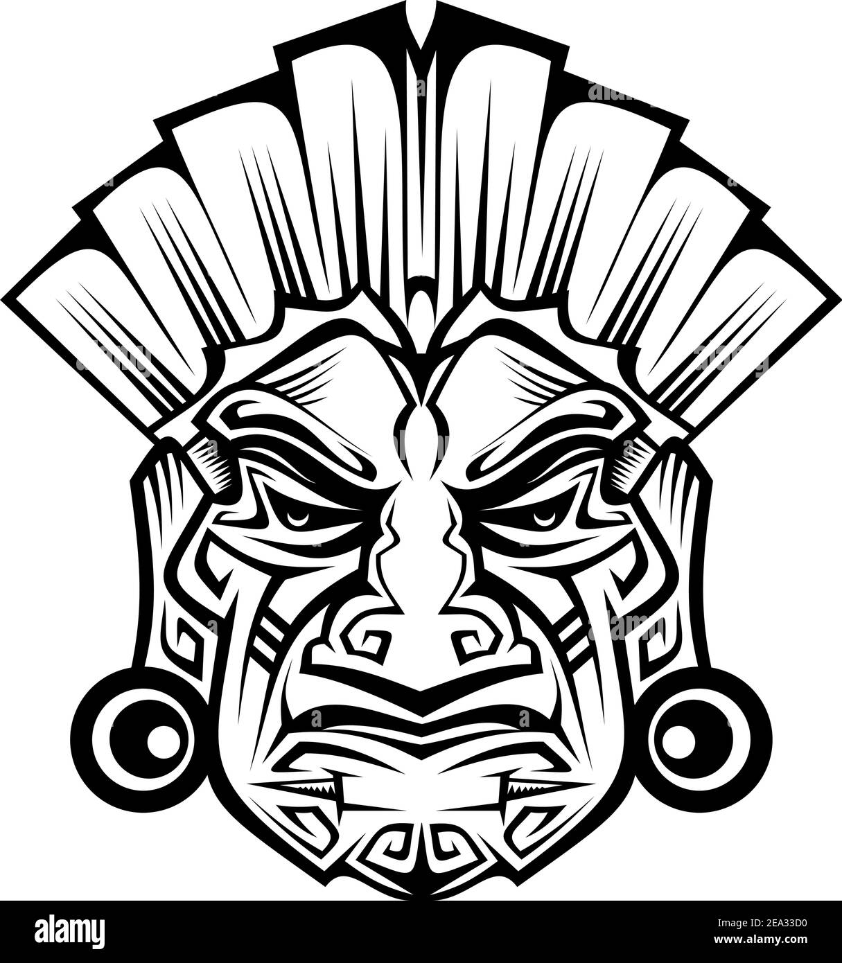 Ancient ceremony mask isolated on white for design Stock Vector