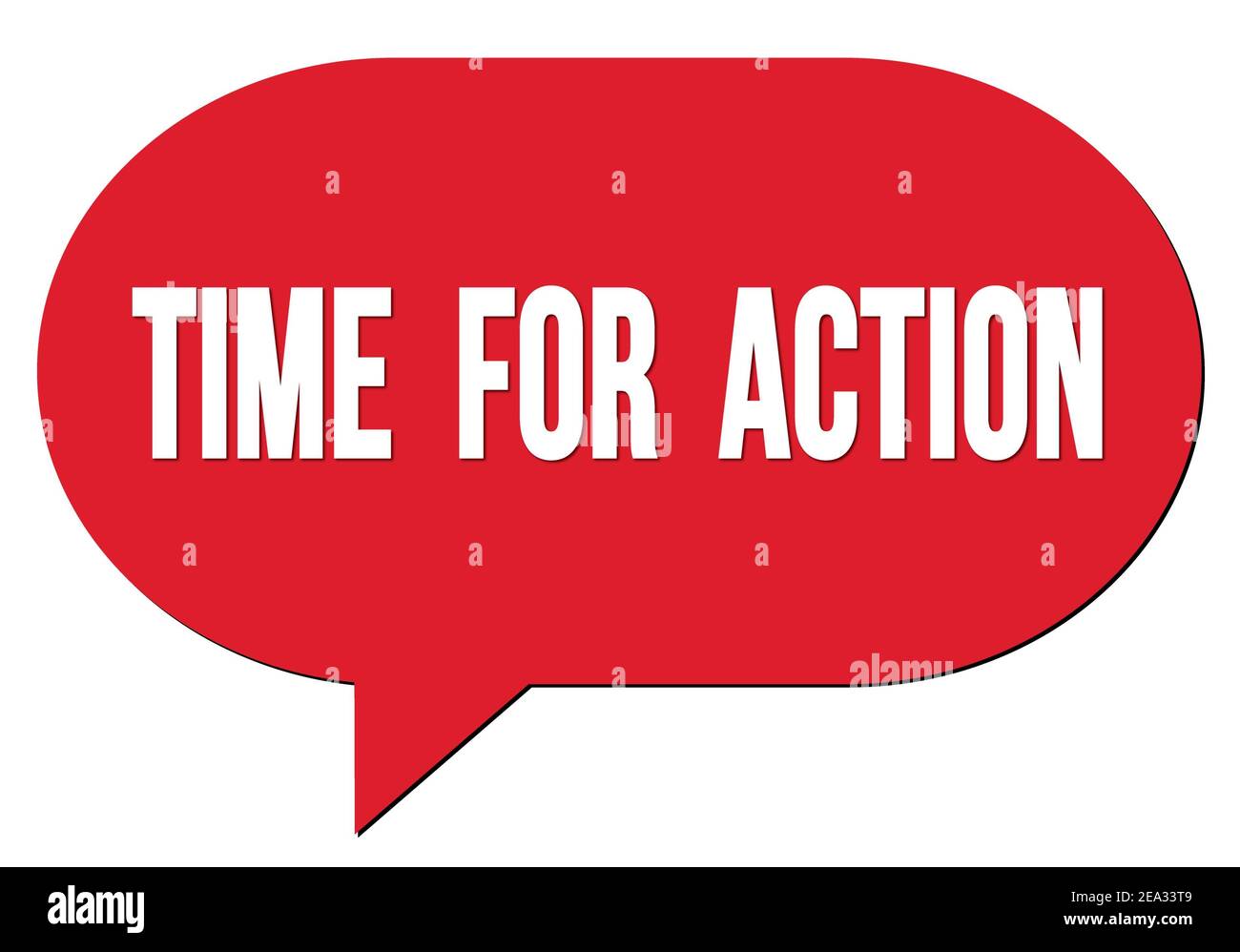 TIME FOR ACTION text written in a red speech bubble stamp Stock Photo