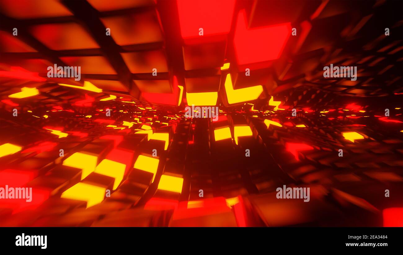 A curved neon cube light surface 3D render Stock Photo - Alamy