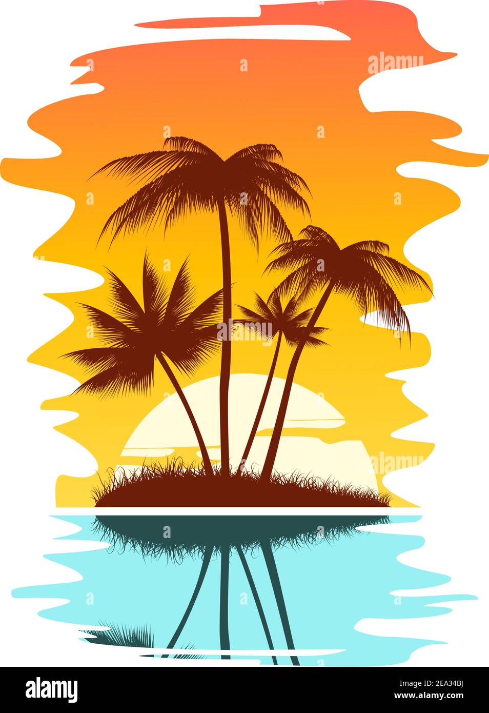 Tropical abstract background with palms and sunset Stock Vector Image ...