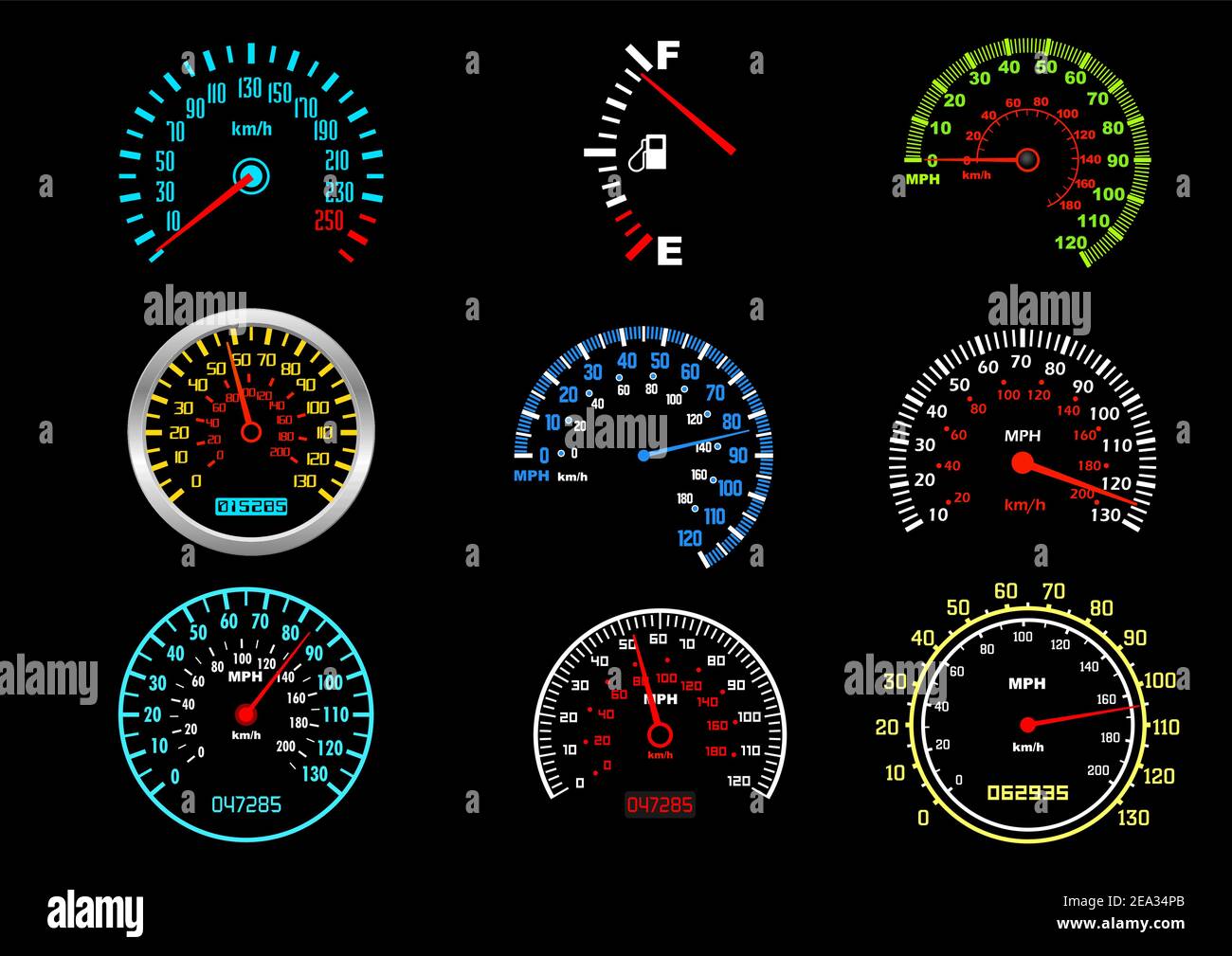 Set of car speedometers for racing design Stock Vector Image & Art Alamy