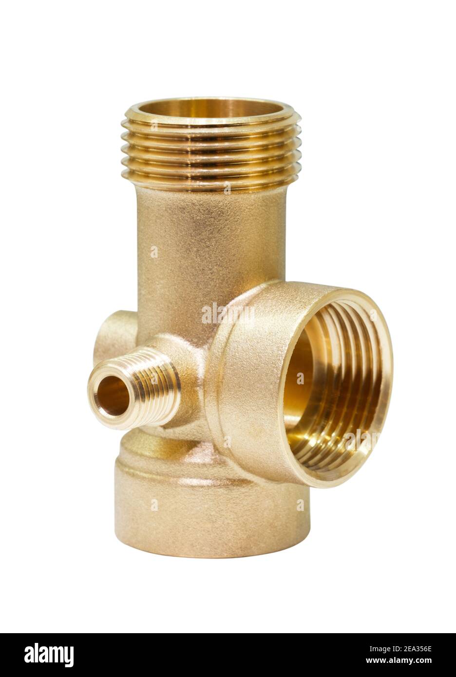 Bronze plumbing fitting for pipes isolated on white background Stock