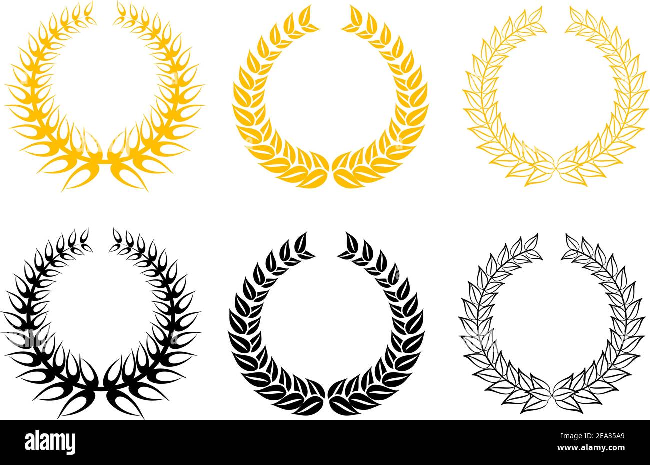 Set black laurel wreath on hi-res stock photography and images - Alamy