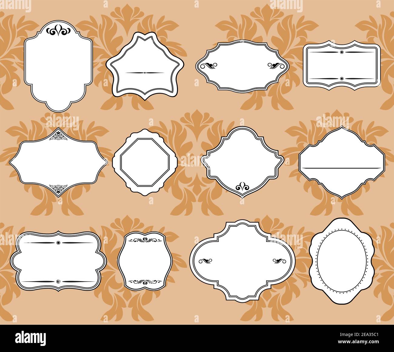 Antique vintage frames isolated on white for design Stock Vector