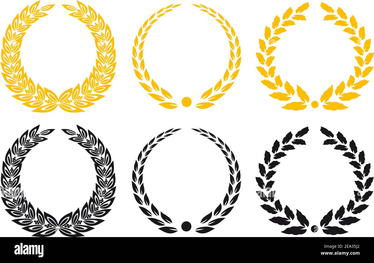 Set of gold and black laurel wreaths Stock Vector Image & Art - Alamy