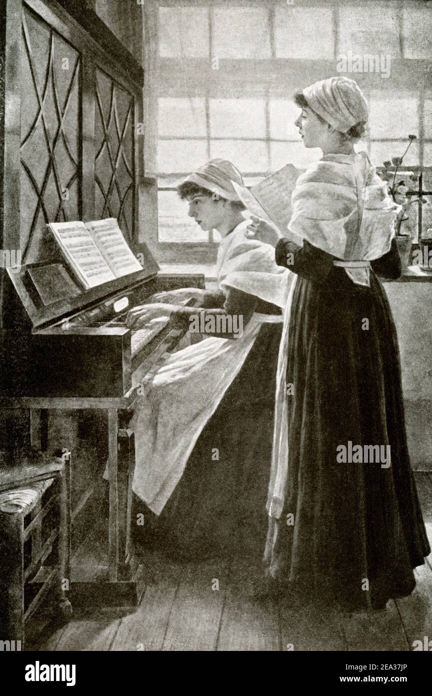 This illustration dates to 1917 and the caption reads: Song of Home and Reminiscences Stock Photo