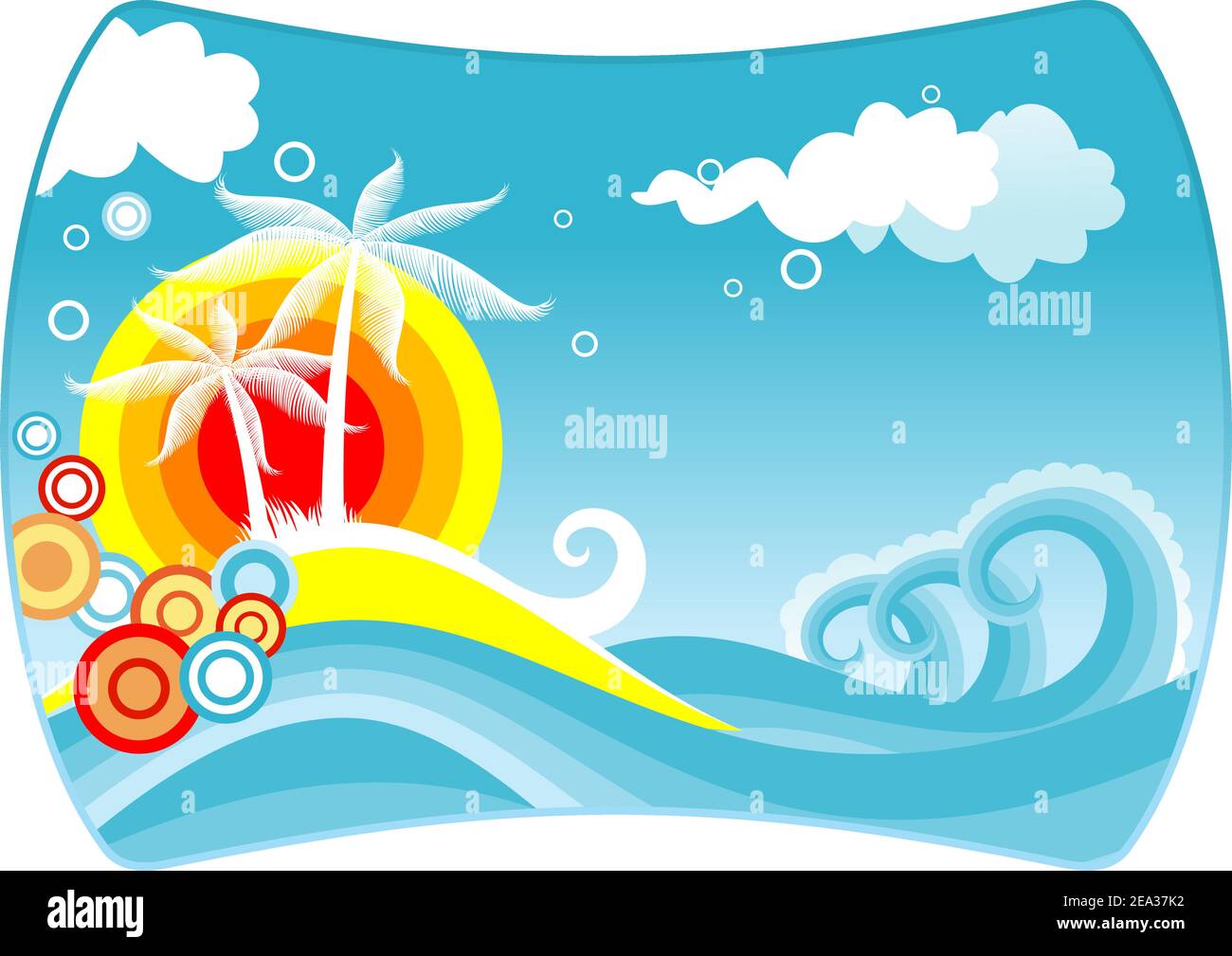 Tropical abstract background with palms and sunset Stock Vector Image ...