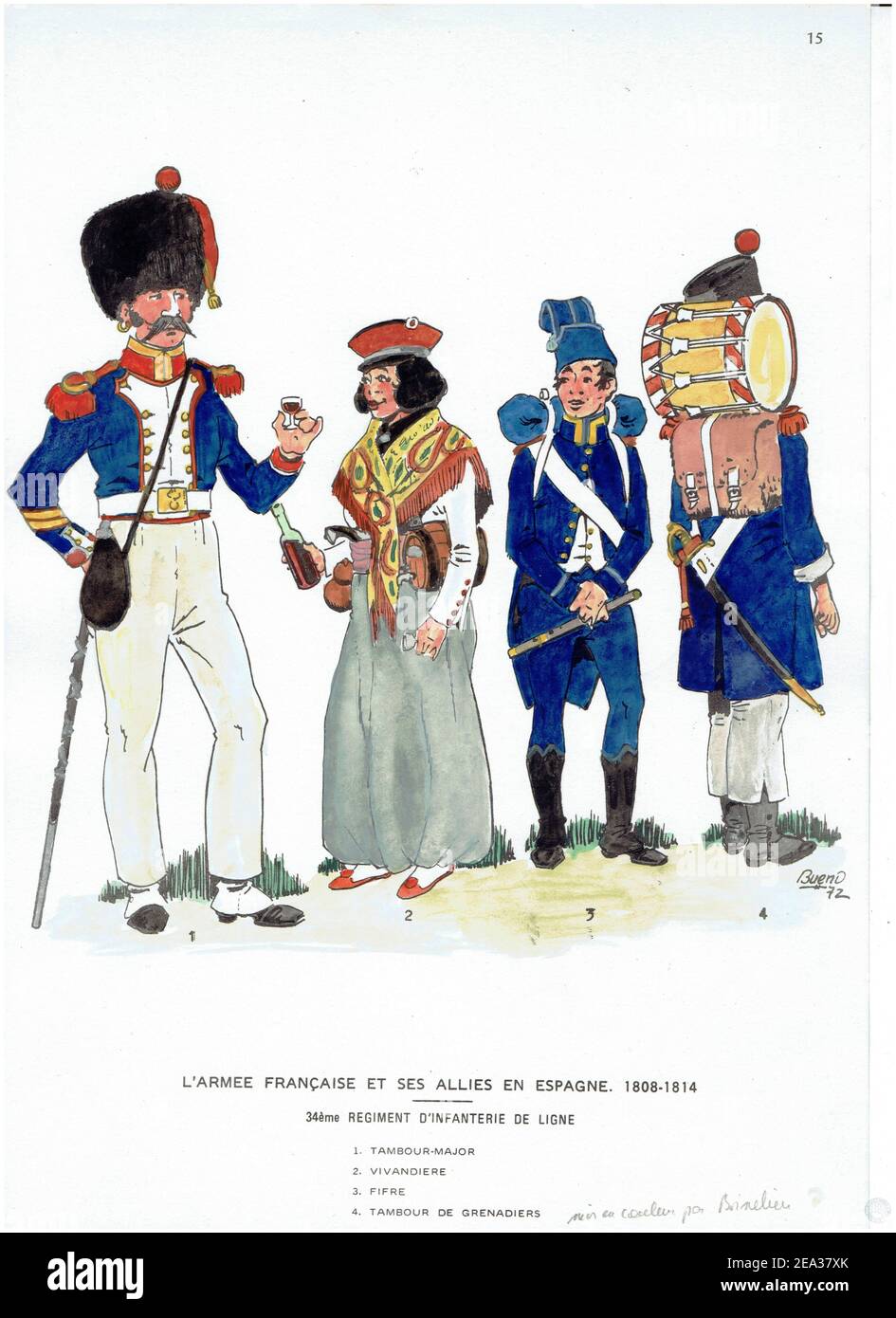 tambour major, vivandière, musiciens du 34e de ligne en Espagne 1808 - 1814 Stock Photo