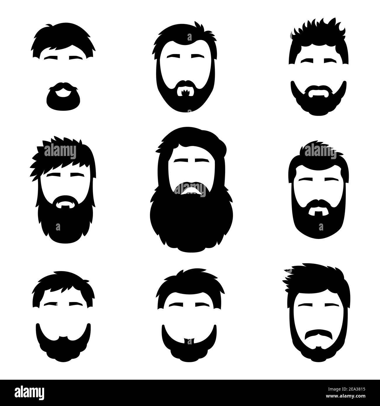 Fashionable men s hairstyle, beard, face, hair, cut-out masks, a collection  of flat icons Stock Vector Image & Art - Alamy