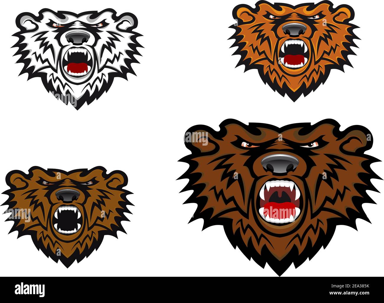 Wild bear as a mascot or tattoo isolated on white Stock Vector