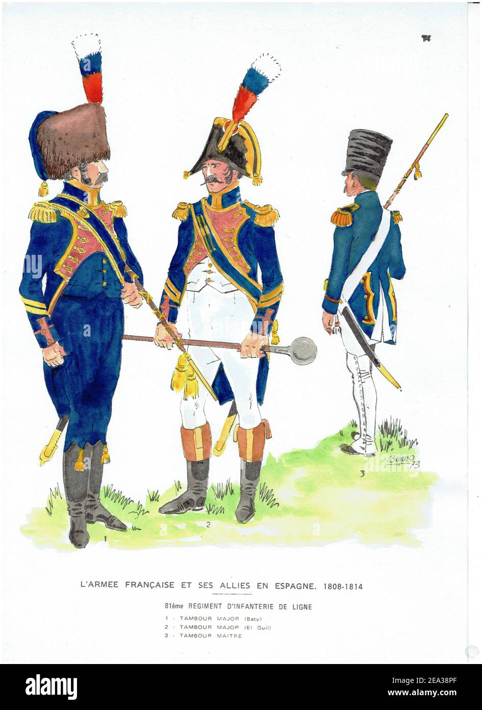 tambours du 81e régiment d'infanterie de ligne en Espagne 1808 - 1814 Stock Photo