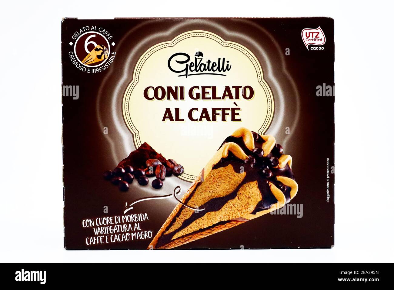 GELATELLI Coffee Ice Cream sold by LIDL Supermarket chain Stock Photo
