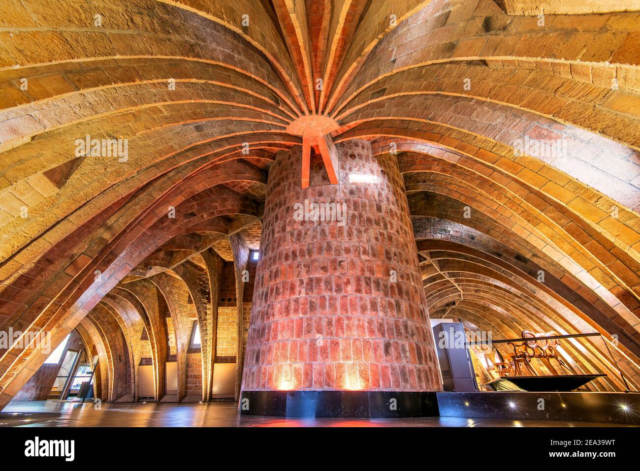 Attic of Gaudi's Casa Mila or La Pedrera, Barcelona, Catalonia, Spain Stock Photo