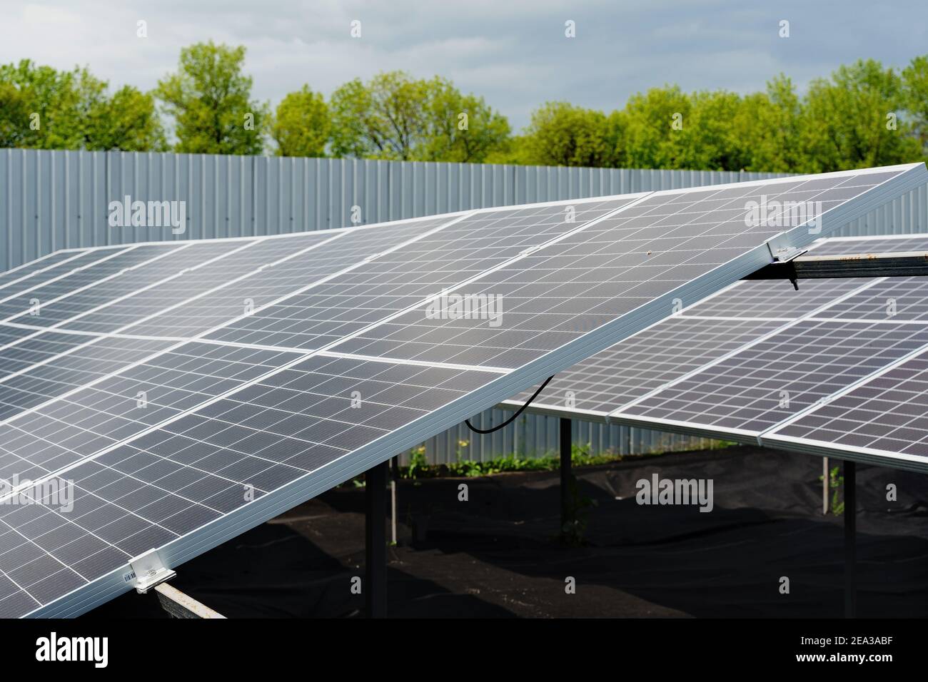 Solar cells closeup. Alternative solar panels power plant ...
