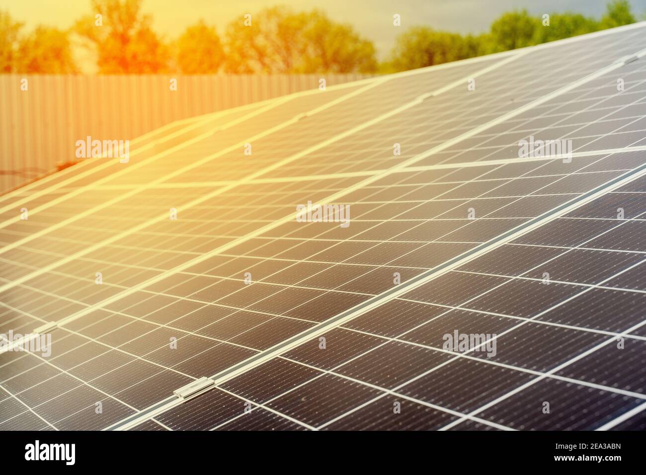 Solar cells closeup. Alternative solar panels power plant ...