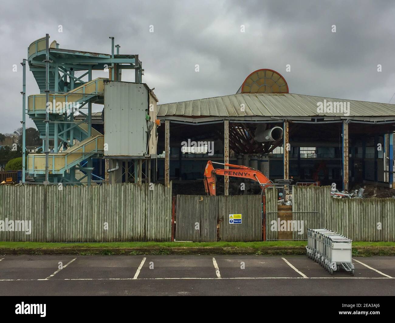 Demolition of the old swimming pool, which opened in 1987, taking place