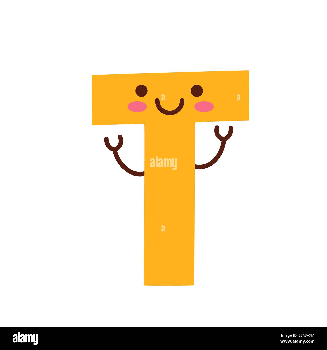 Letter T. Funny character with cute face. Design for kids room ...