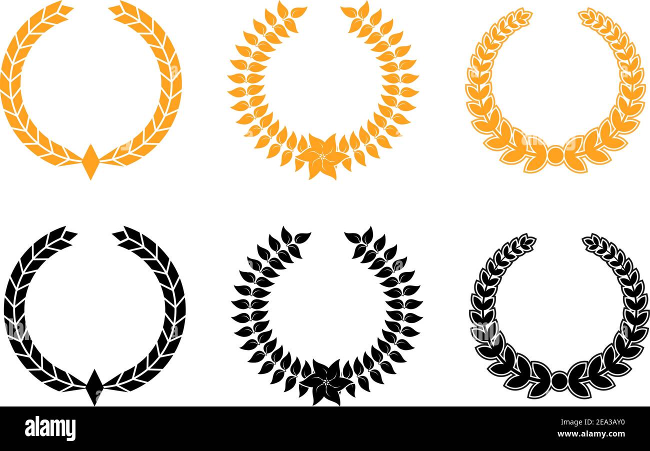Set of gold and black laurel wreaths Stock Vector Image & Art - Alamy