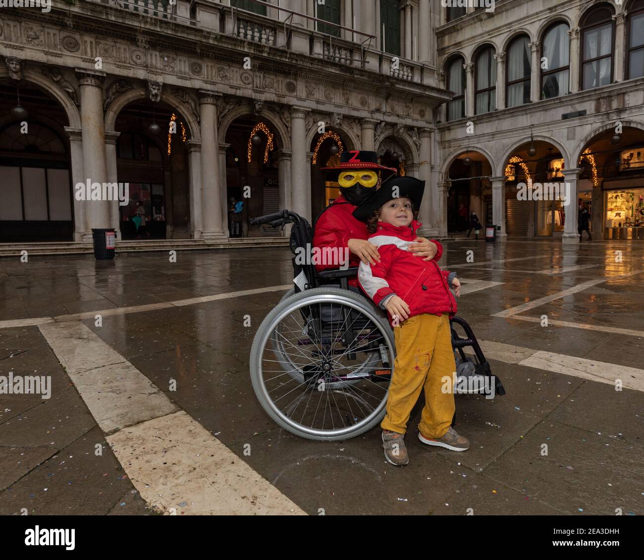 Children at carnival gathering during covid 19 restrictions in Venice February 2021 Stock Photo