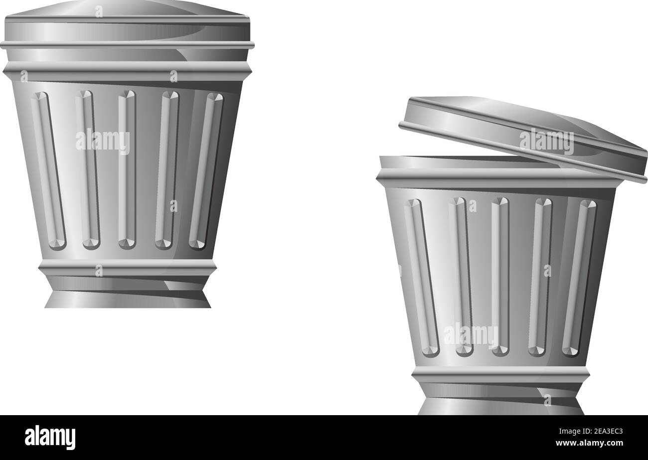 Recycle bin icon in two variations isolated on white background Stock Vector