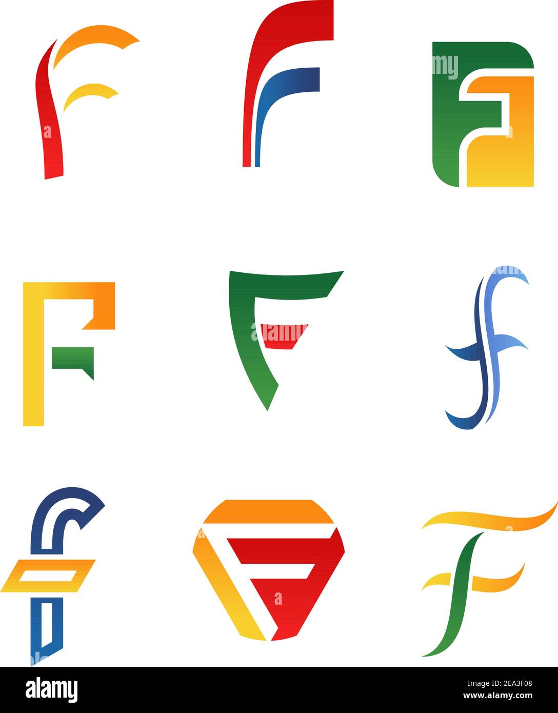 Set Of Alphabet Symbols And Icons Of Letter F Stock Vector Image Art 