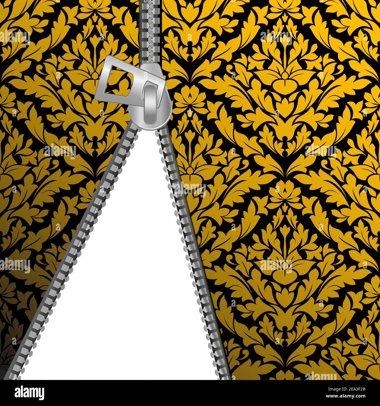 Seamless damask background with zipper for design Stock Vector