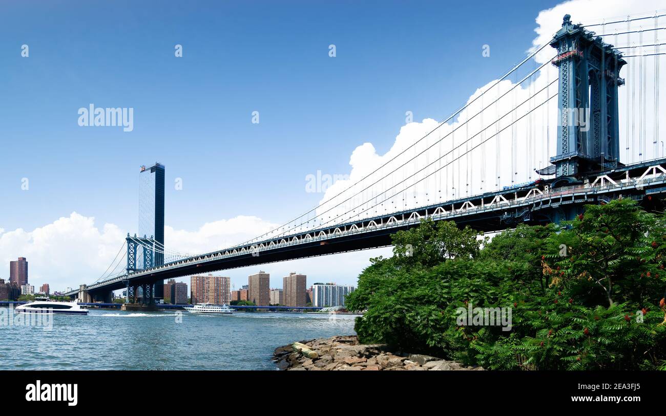 Manhattan bridge from below. Brooklyn, New-York, United States Stock Photo