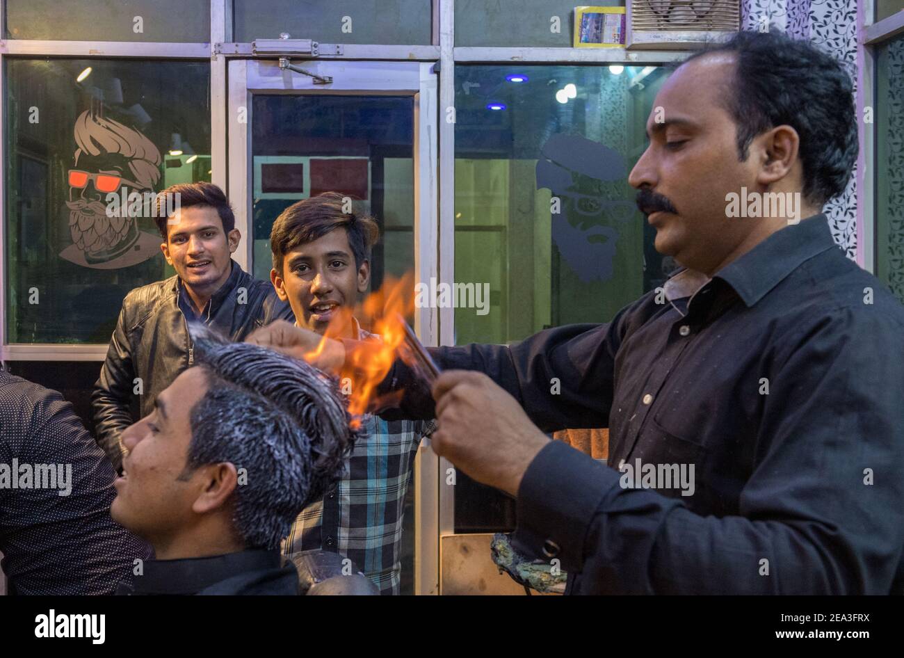 In Lahore, a hairdresser has developed a unique technique to cut
