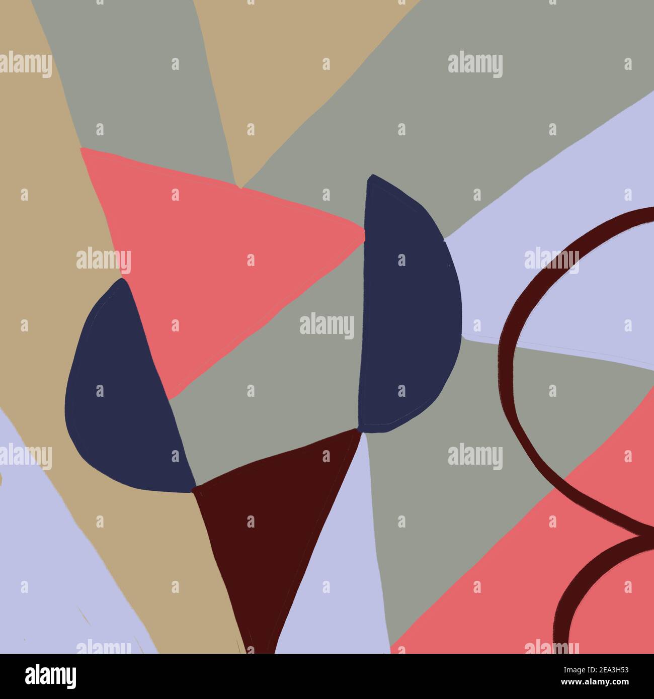 Seamless abstract cubism pattern with simple shapes and line art ...