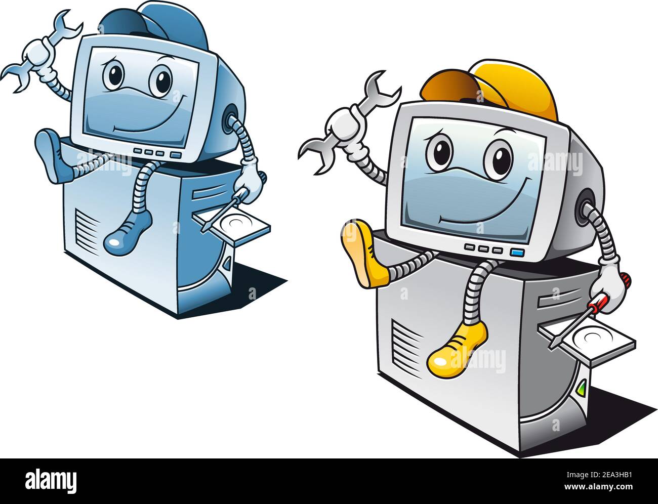 Computer in cartoon style for repair service concept Stock Vector Image ...