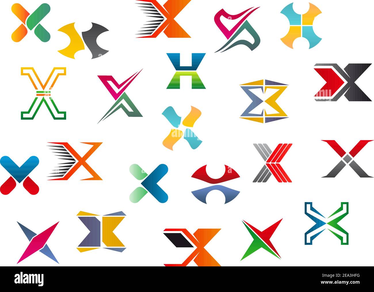 Set of alphabet symbols and elements of letter X Stock Vector Image ...