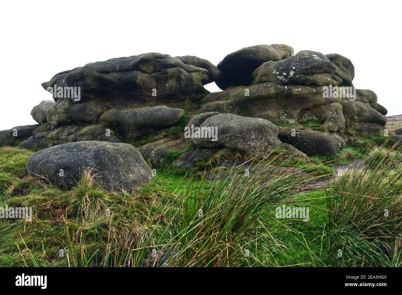 Hern Stones on Bleaklow, located just off the Pennine Way in the Peak District National Park, England Stock Photo