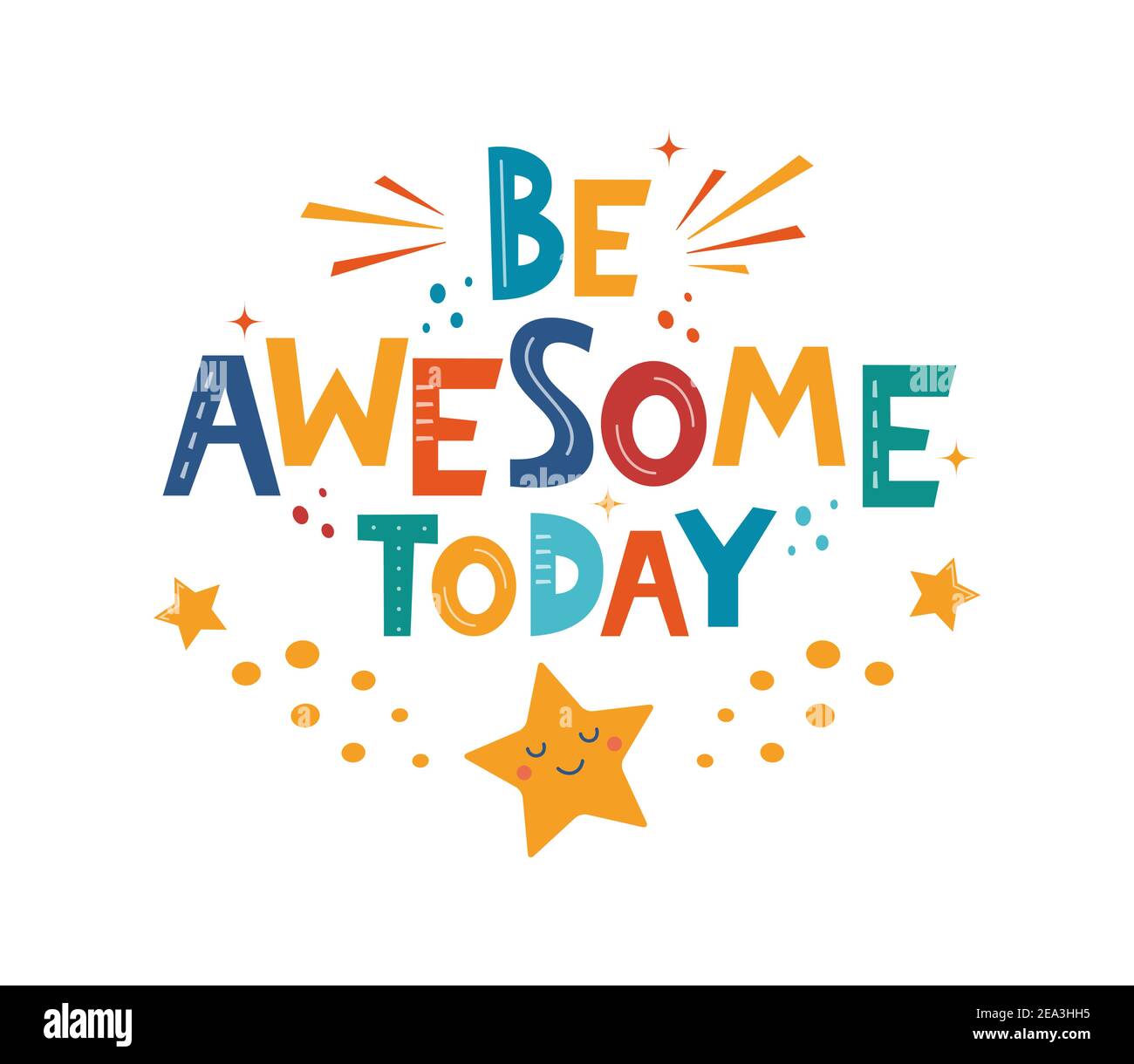 Be Awesome Today. Hand drawn motivation lettering phrase for poster