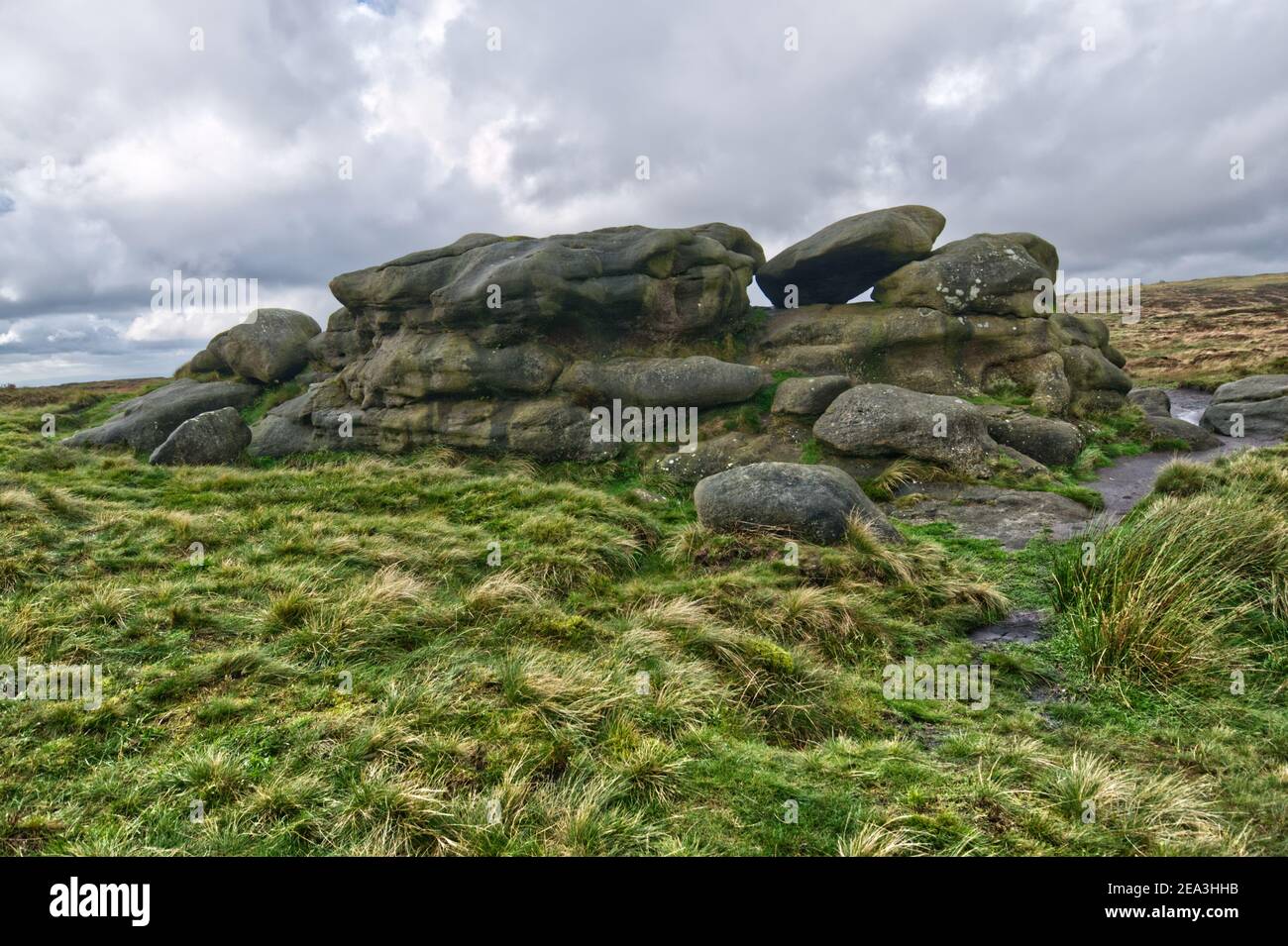 Hern Stones on Bleaklow, in the Peak District National Park, England, UK Stock Photo
