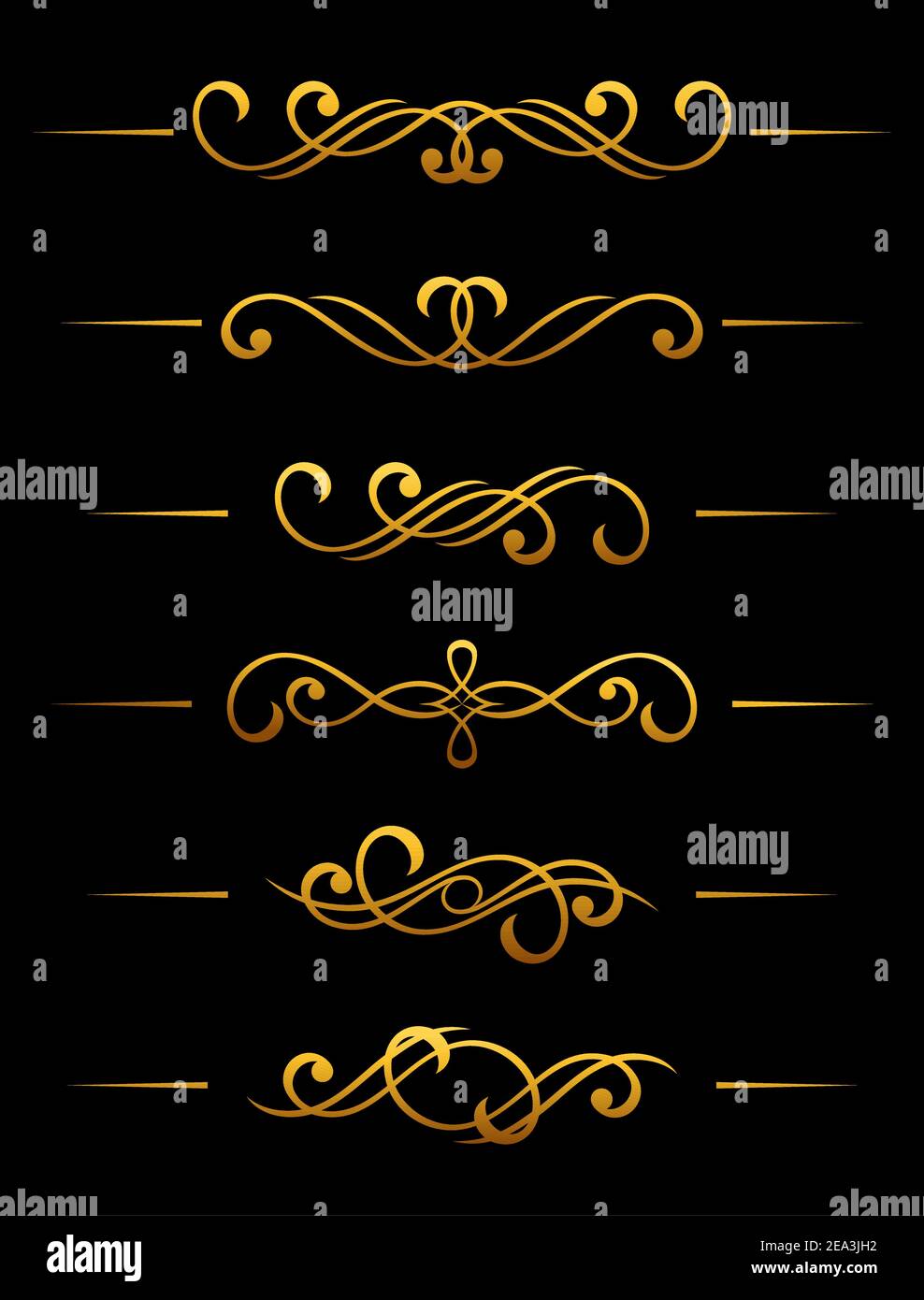 Golden vintage divider and border elements set for ornate Stock Vector ...