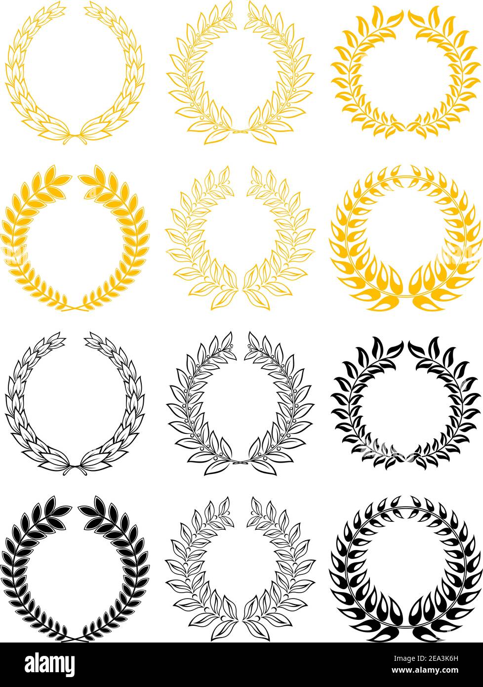 Set of gold and black laurel wreaths Stock Vector Image & Art - Alamy