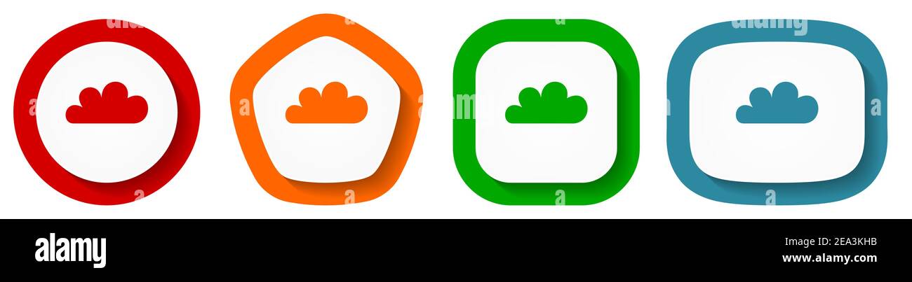 Cloud vector icon set, flat design buttons on white background Stock ...