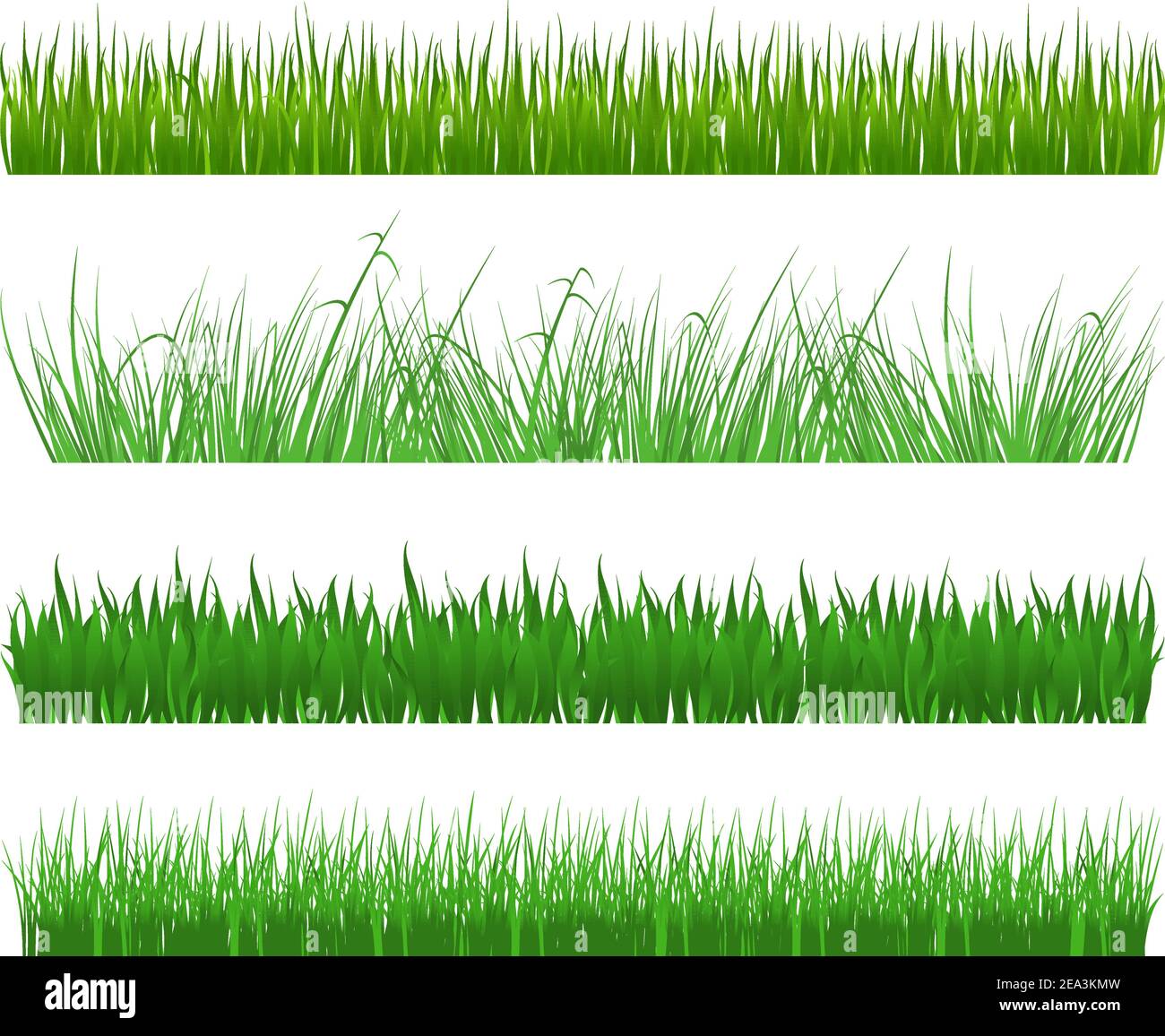 Green grass and field patterns isolated on white background Stock ...