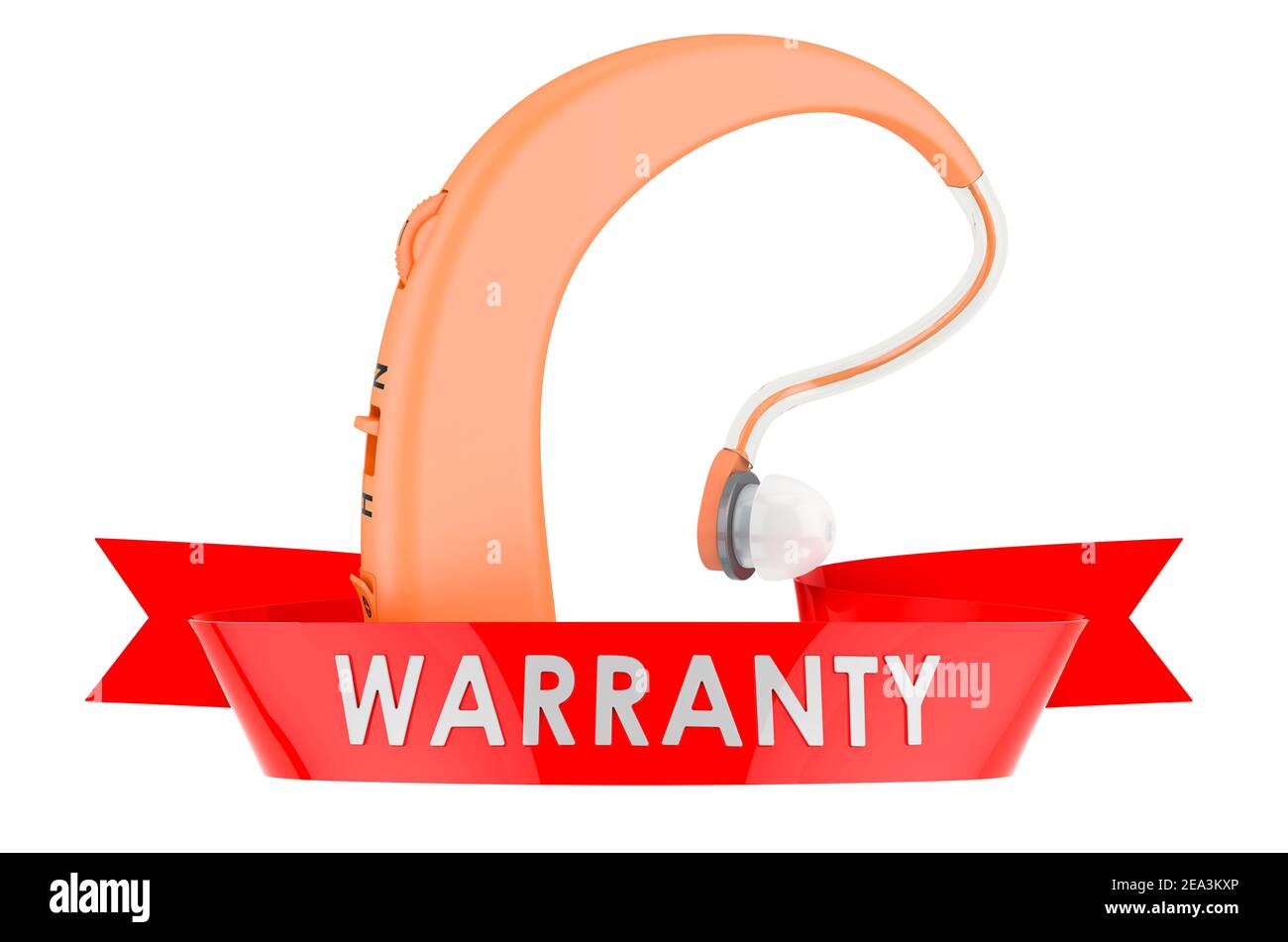 Hearing aid warranty concept. 3D rendering isolated on white background