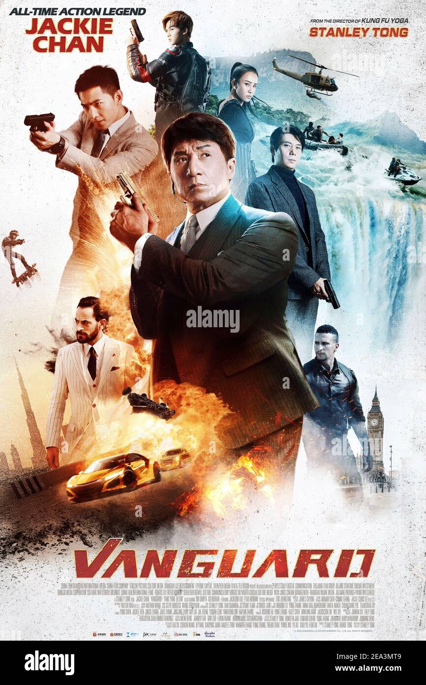 Vanguard  (2020) directed by Stanley Tong and starring Jackie Chan, Yang Yang and Lun Ai. Covert security company Vanguard is the last hope of survival for an accountant after he is targeted by the world's deadliest mercenary organization. Stock Photo