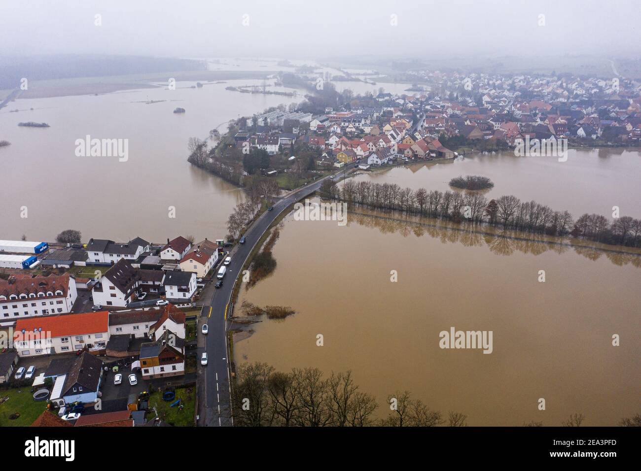 Flooded Little Village in Germany  Stock Photo
