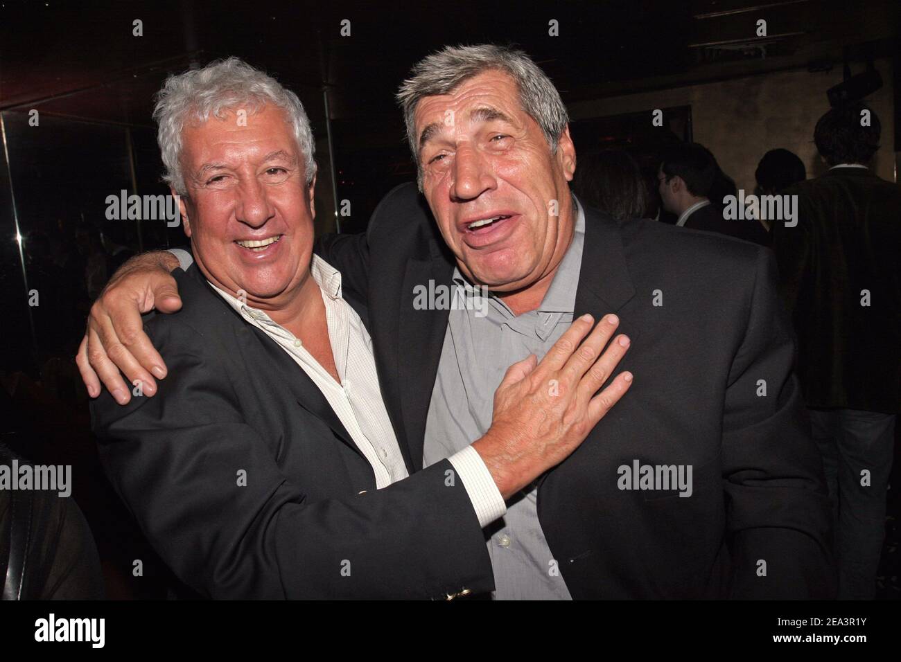 Stephane Collaro (L) and Jean Pierre Castaldi at the birthday party of Miss France 2004 Laetitia Bleger at 'L'Etoile' in Paris, France, on April 11, 2005. Photo by Benoit Pinguet/ABACA Stock Photo