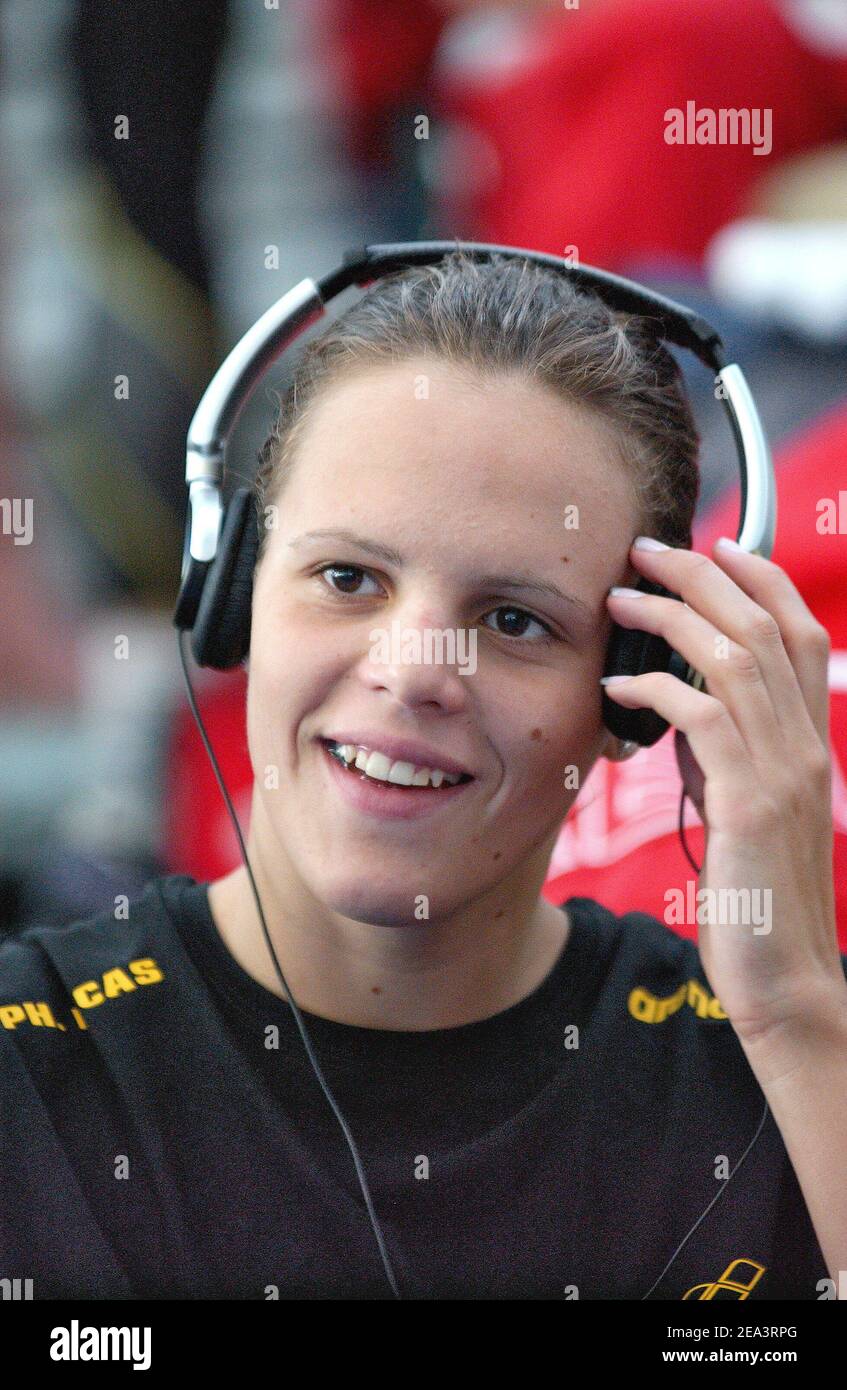 Laure Manaudou during the French swimming championships,n Nancy, on April 14, 2005. Photo by Nicolas Gouhier/Cameleon/ABACA. Stock Photo
